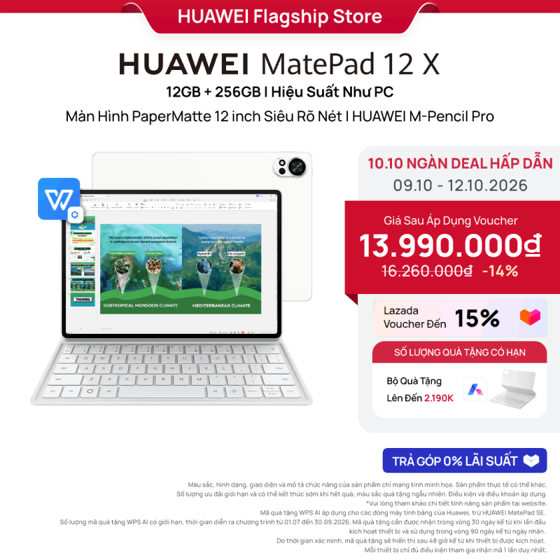 [NEW] Máy Tính Bảng HUAWEI MatePad 12 X 12+256GB | Hiệu Suất Như PC | Màn Hình PaperMatte 12 inch Siêu Rõ Nét | HUAWEI M-Pencil Pro