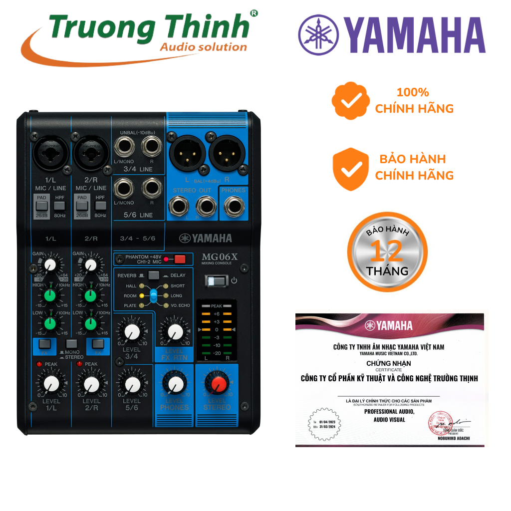 Bàn trộn âm thanh Yamaha MG06X - Mixer Livestream Yamaha MG06X - TRƯỜNG THỊNH AUDIO SOLUTION