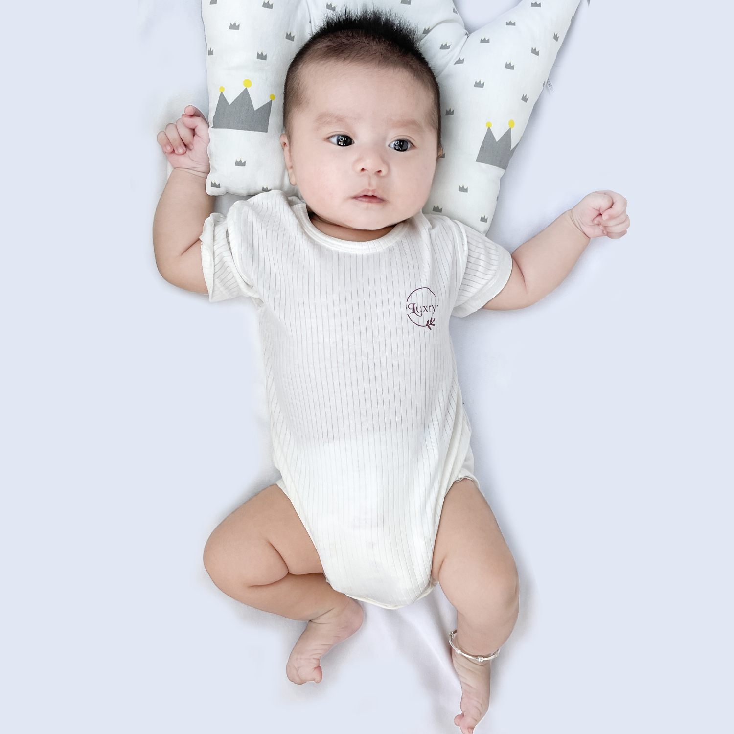 Bộ quần áo liền thân body chip cộc tay Luxry chất vải sợi tre đường vân thấm hút mồ hôi điều hòa nhi