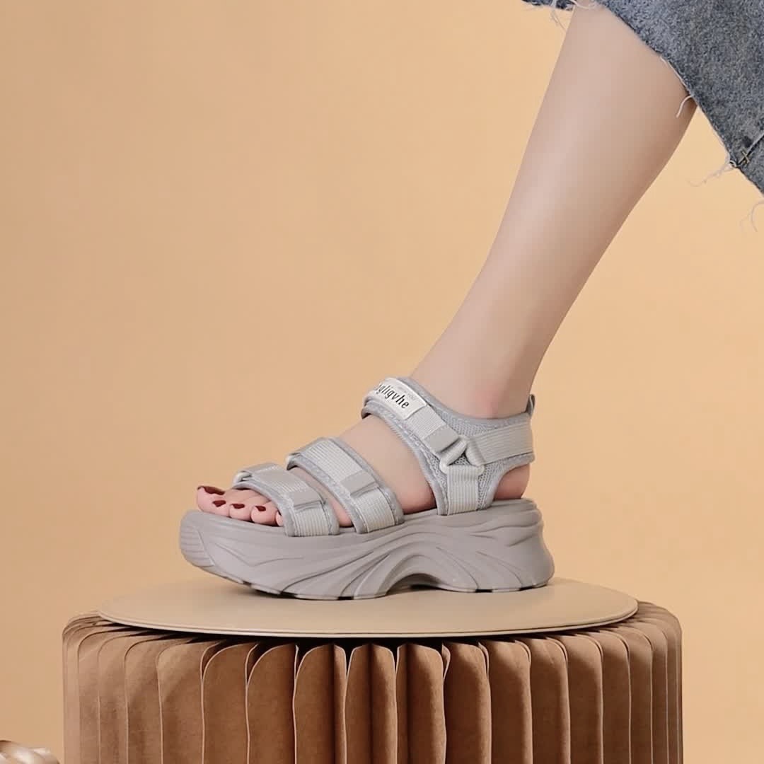 Giày sandal nữ MWC 2408 - Sandal Đế Bánh Mì Cao 5cm Siêu Hack Dáng Với Quai Ngang Lót Dán Thời Trang