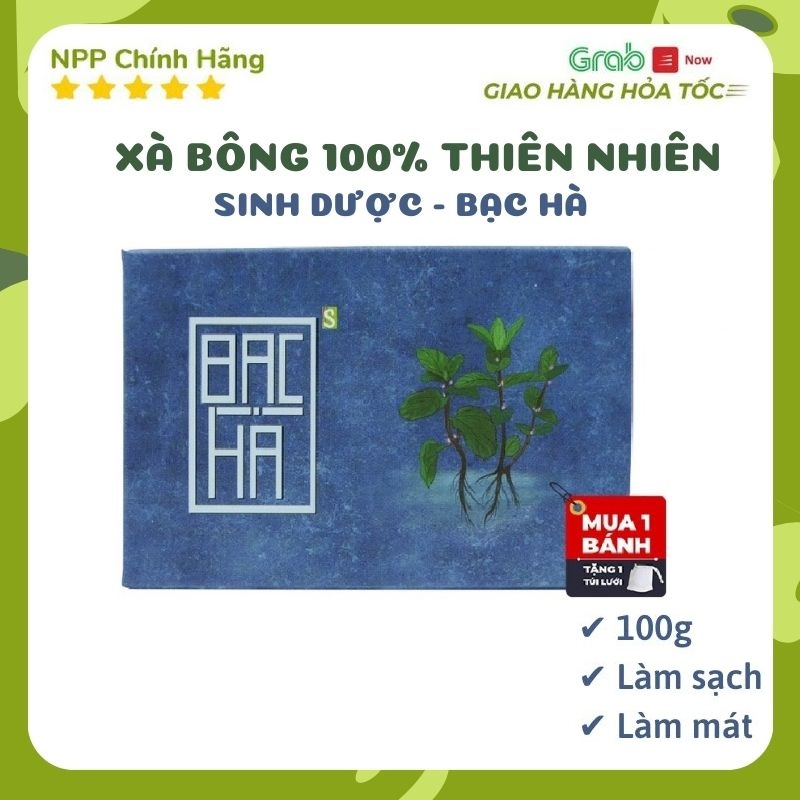 Xà Phòng Xà Bông Bạc Hà Organic Sạch Mát Da🌸Sát Khuẩn🌸Sảng Khoái🌸Mát Lạnh🌸 Dạng Sáp 100Gr Hàng Chính Hãng - Xabongorganic