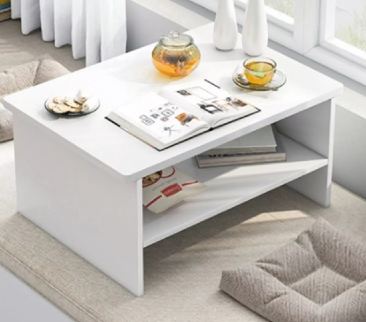 Bàn gỗ uống trà bàn café ban trang điểm bàn học bàn làm việc ngồi bệt 1-2 tầng. Kích thước D60 x R40