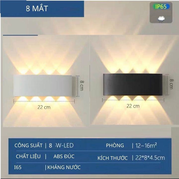 Đèn hắt tường 1 đầu 2 đầu trang trí gắn treo tường cầu thang ban công 1 2 4 6 8 10 tia 220v
