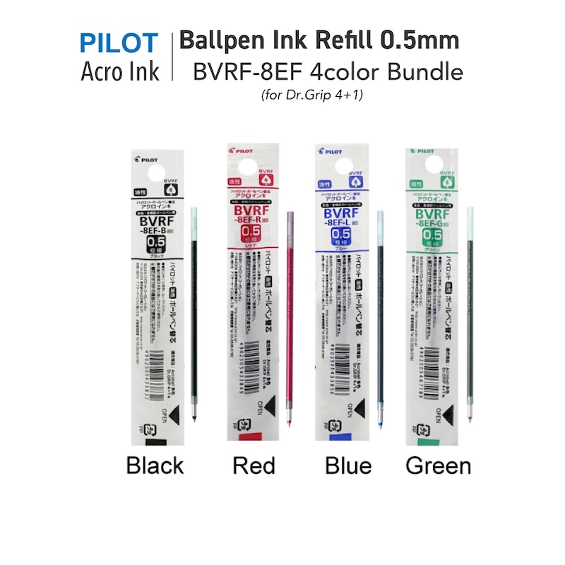 Pilot Dr Grip 4 + 1 Ink Ballpen Reill Gói 4 Màu 0.5Mm Ruột Bút Bi Mực Acro BVRF-8EF Sản Xuất Tại Nhậ