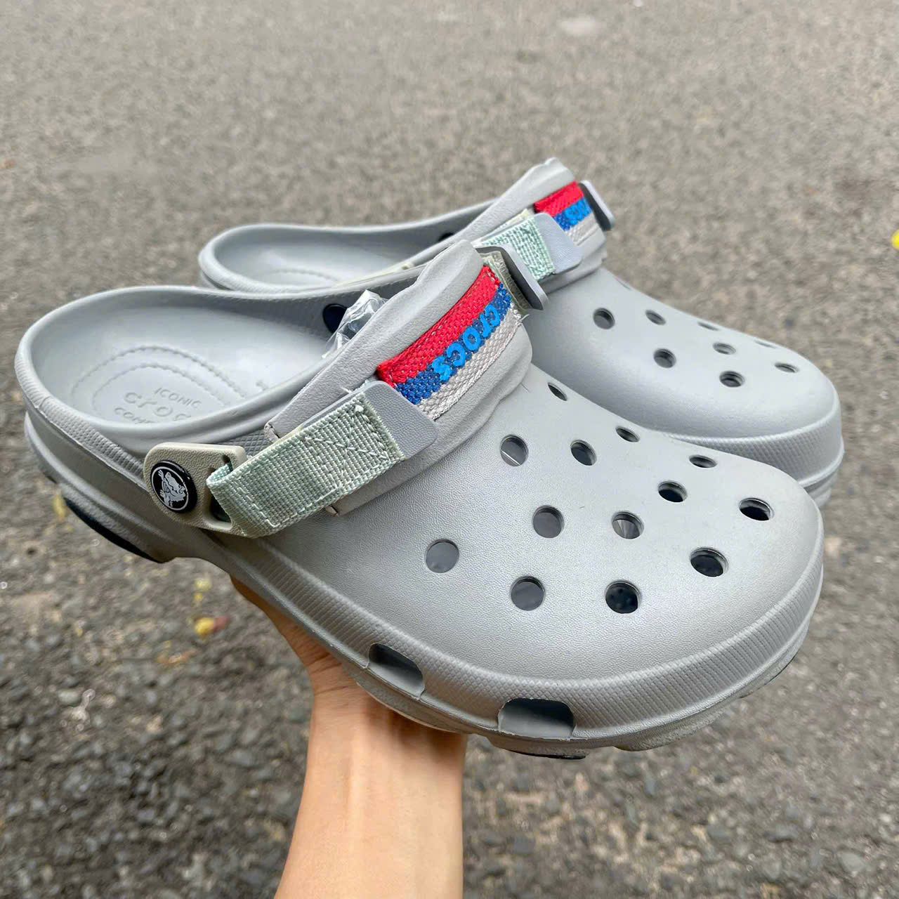 [Chính hãng-lỗi 1 cắt] Dép crocs All Terrain Clog hoạ tiết loang phối quai dù bao ngầu có tặng stick