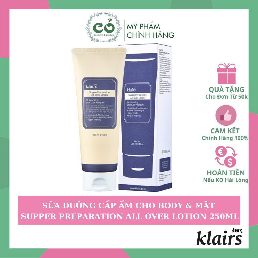 [HCM]Sữa dưỡng Klairs supple preparation all over lotion thành phần của sản phẩm hoàn toàn lành tính và an toàn cho người sử dụng chất lượng và công dụng của sản phẩm đảm bảo như mô tả