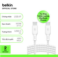 Cáp sạc nhanh USB Type C - C BOOST↑CHARGE™ Belkin 100W vỏ dù 2M