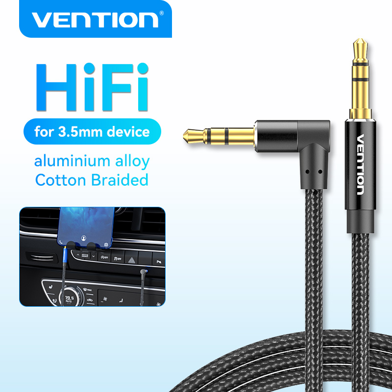 Vention Dây 3.5mm 2 Đầu AUX Jack Audio Cable 90 Độ cho Loa Tai Nghe Xiaomi Samsung Car Headphone PC 