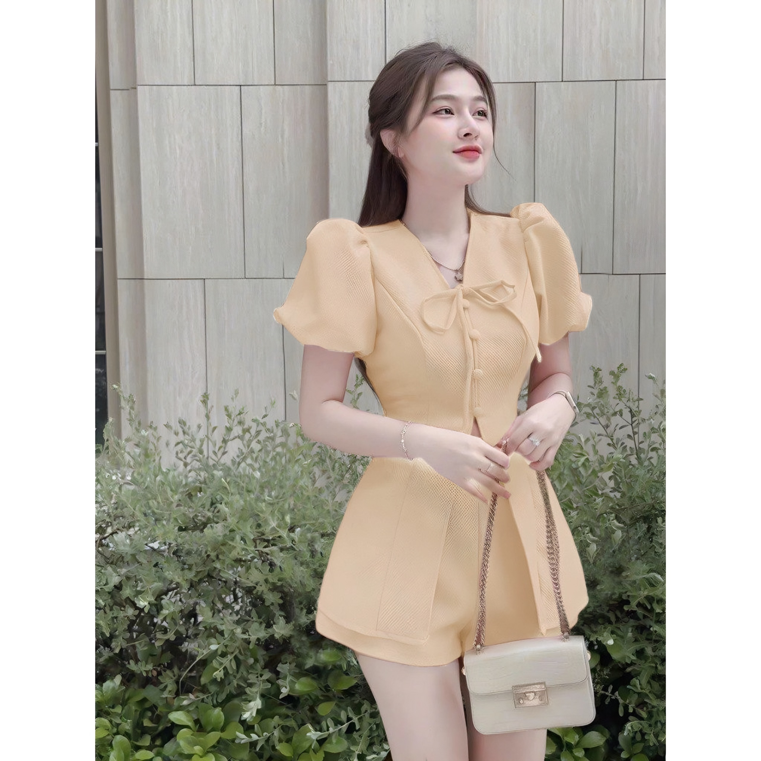 Thời Trang Nữ Bigsize 40-95Kg Set Áo Tay Ngắn Cột Dây - Quần Đùi Bo Chun Thiết Kế Dự Tiệc Giá Rẻ