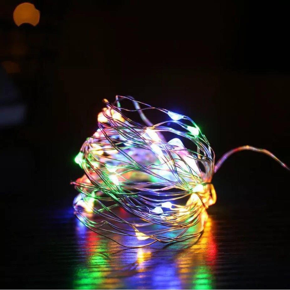 (Kèm Pin) Đèn Led Trang Trí Đom Đóm Fairylight 2 Mét Chớp Nháy Và Đứng Yên Decor Nhà Cửa Hộp Quà