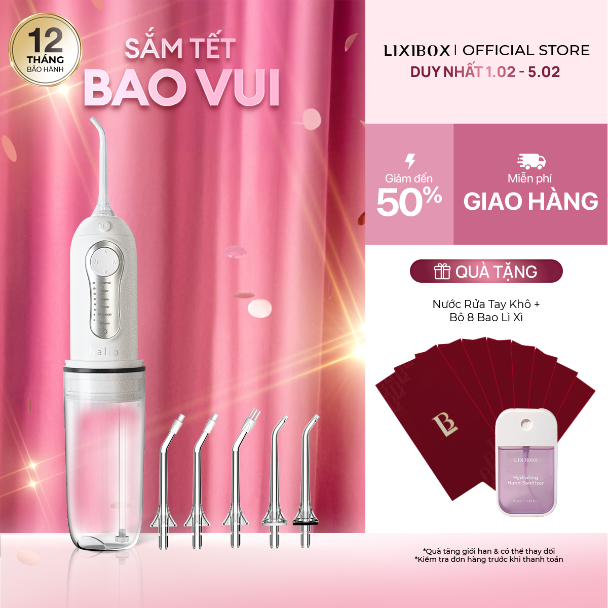 [VC 12% CHÀO TẾT] Máy Tăm Nước Cho Răng Niềng 6 Chế Độ Halio Professional Cordless Oral Irrigator Cô