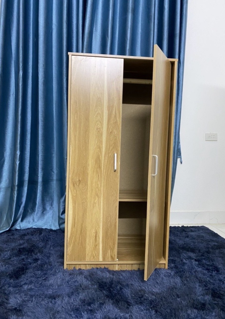 Tủ gỗ để đồ treo quần áo trẻ em. Tủ để đồ: 80 x 60 x 30cm. Treo quần áo trẻ em: 120 x 60 x 40cm