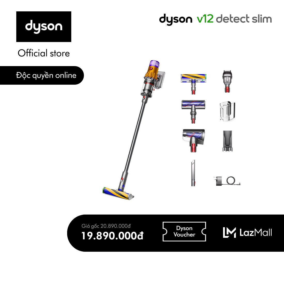 [DUY NHẤT 15-17.5: Voucher Tích lũy 400K] Máy hút bụi không dây Dyson V12 ™ Detect Slim Absolute (Phiên bản mới)