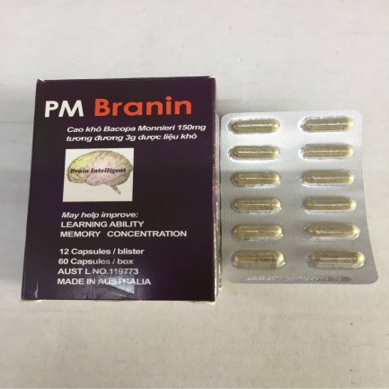 PM Branin của ÚC cải thiện chức năng não bộ hỗ trợ nâng cao khả năng ghi nhớ tăng khả năng tập trung ( hộp 60 viên)
