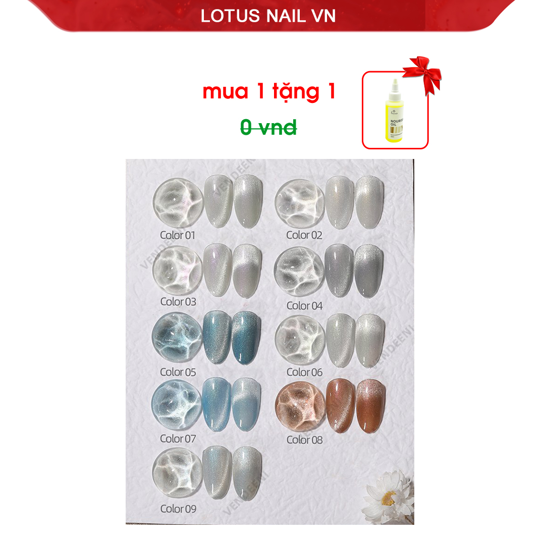 Set Sơn Mắt Mèo Kim Cương Đổi Màu 9D Vendeeni - Mã A57 Tặng Kèm Bảng Màu