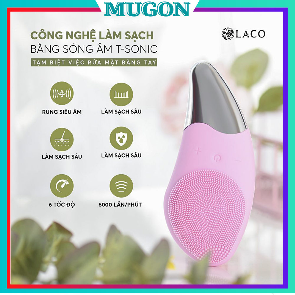 MÁY RỬA MẶT MẪU MỚI LACO PROMAX Máy Rửa Mặt Sóng ÂmChống Nước Chuẩn IPX7Giúp Sạch Sâu Se Khít Lỗ Chân Lông Nâng Cơ Mặt Kích Thích Tăng Sinh Colagen.Bảo Hành 1 Tháng. bảo hành uy tín