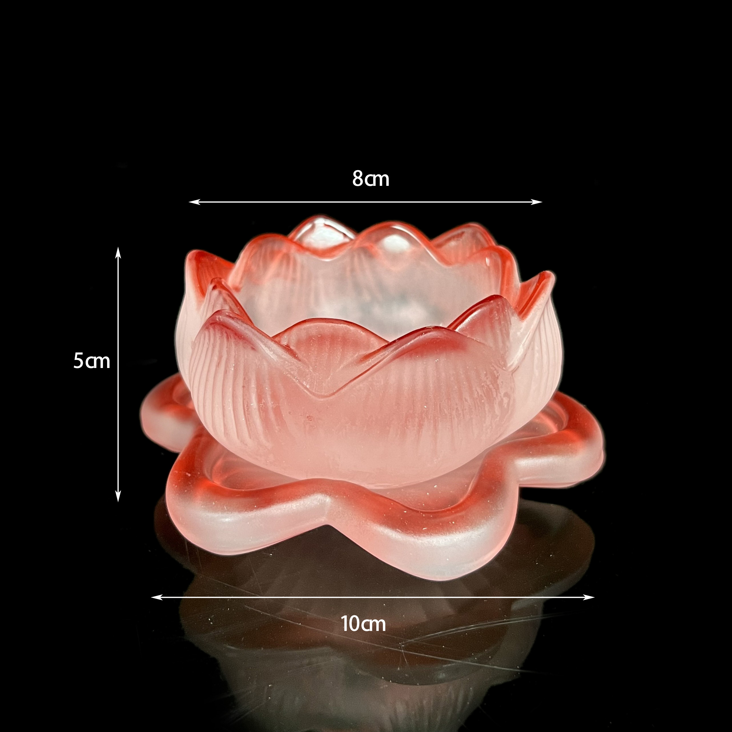 Chân đèn cầy Đựng nến tealight hoa sen thủy tinh lưu li nhiều màu - phật giáo tường thuận