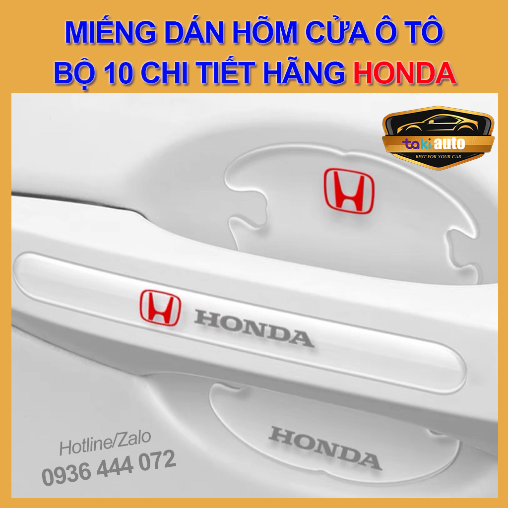 [HONDA] 10 miếng dán hõm cửa silicon tay nắm ô tô chống trầy xước in logo xe Honda CR-V HR-V City Br