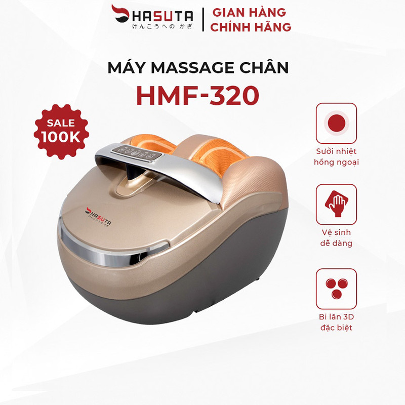 Máy Massage Chân Hasuta HMF-320 - Vàng Nâu Ánh Kim, Kích Thước 375x410x280mm