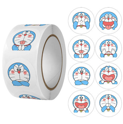 Cuộn 500 tem Sticker Mèo Máy Xanh dễ thương cho bé - 2.5cm