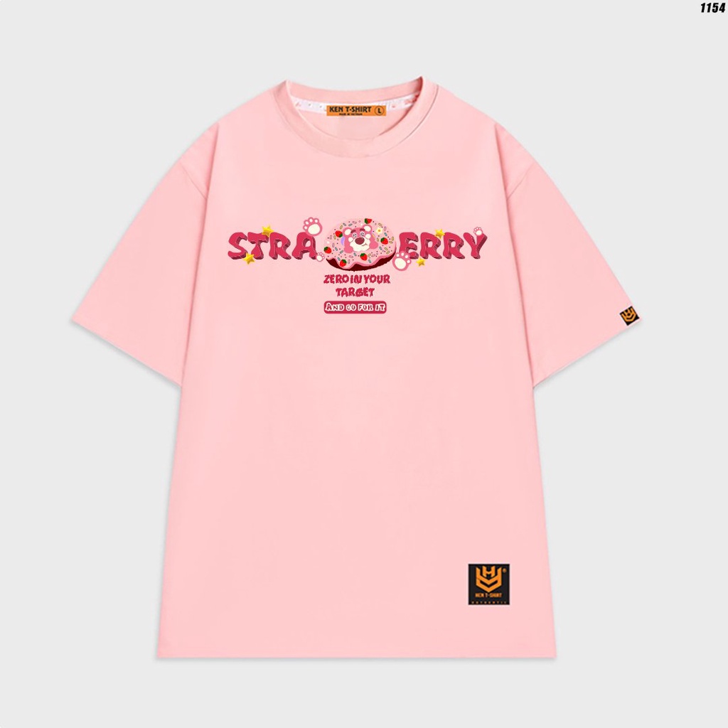 Áo thun nữ cute tay lỡ form rộng Bánh donut dâu 1154 HY KOREA