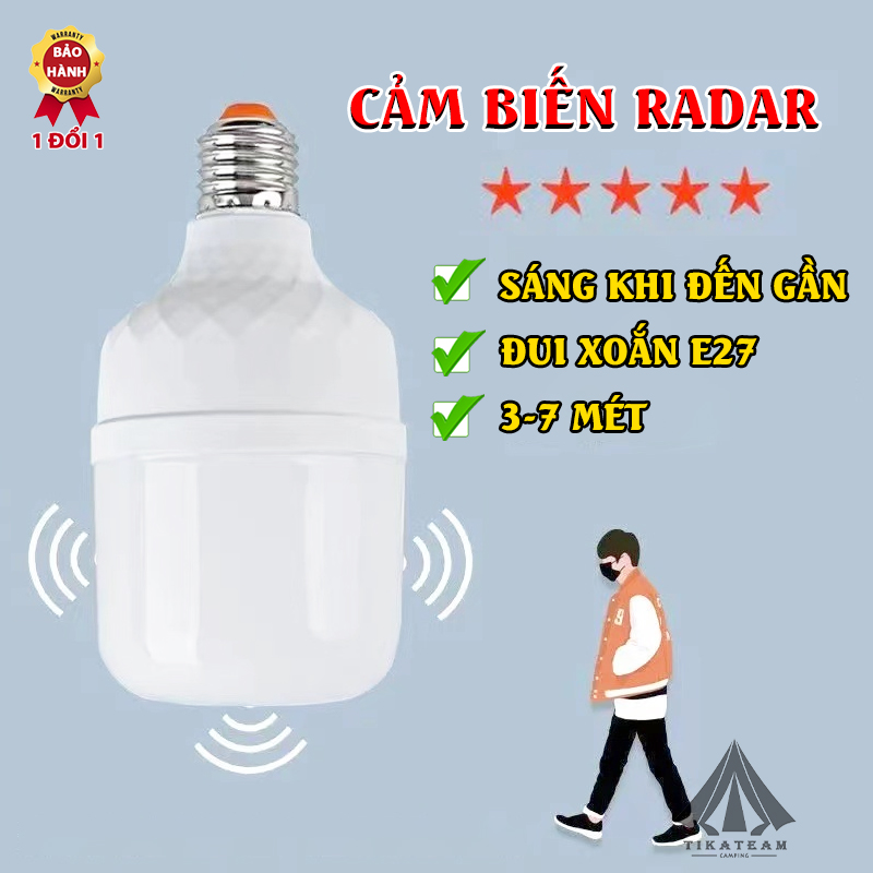 Đèn LED Cảm Ứng Chuyển Động Radar Bóng Đèn Cảm Biến Tự Bật Khi Có Người Công Suất 40W Chỉ Hoạt Động Khi Trời Tối