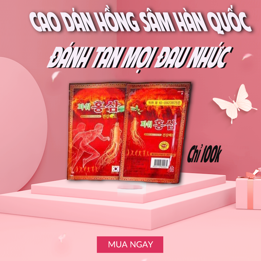 [FLASH SALE] - Cao dán Hồng Sâm Power đỏ Hàn Quốc túi 20 miếng 93mm * 130mm