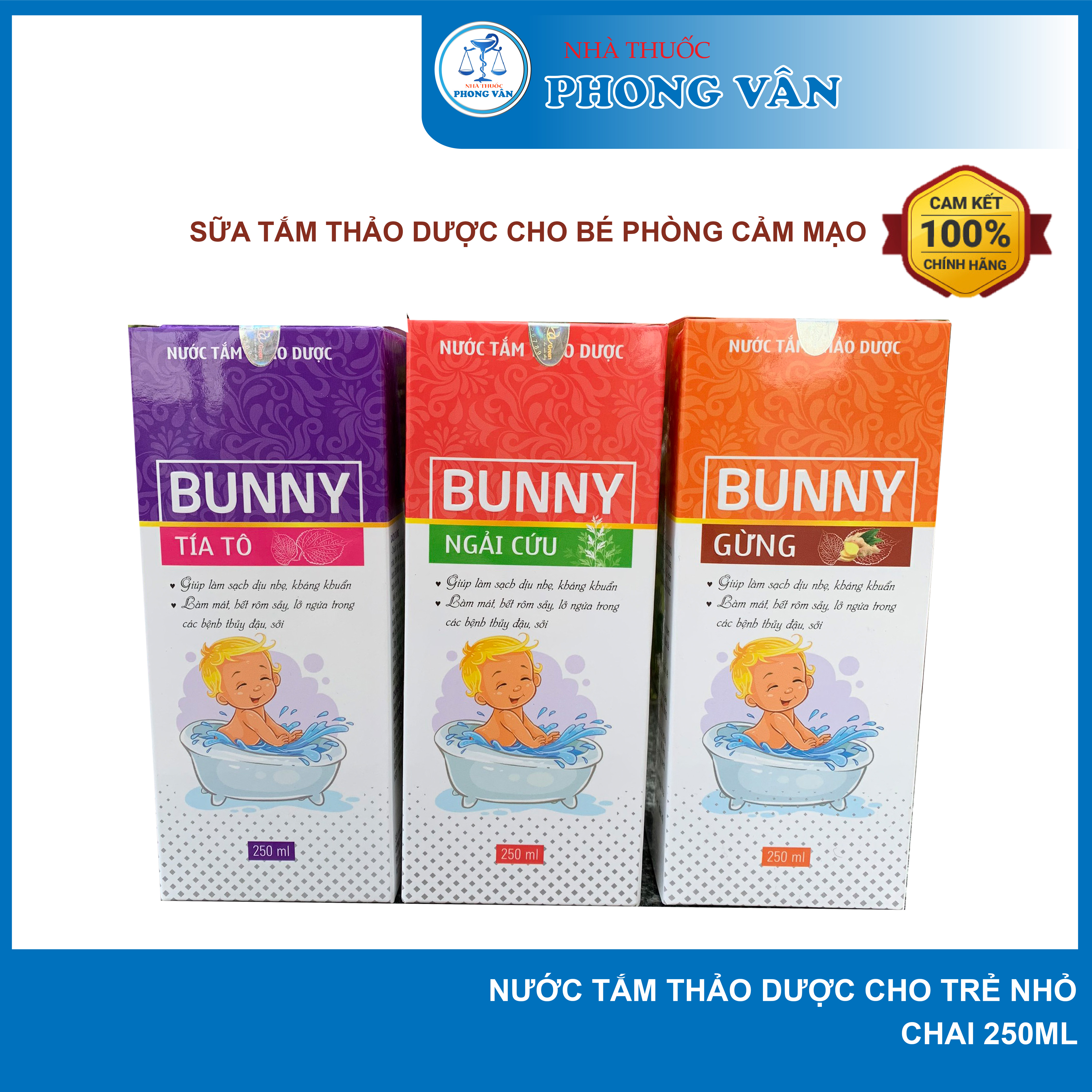 Nước Tắm Thảo Dược Bunny Dùng Được Cho Trẻ Sơ Sinh Phòng Cảm Mạo 250Ml