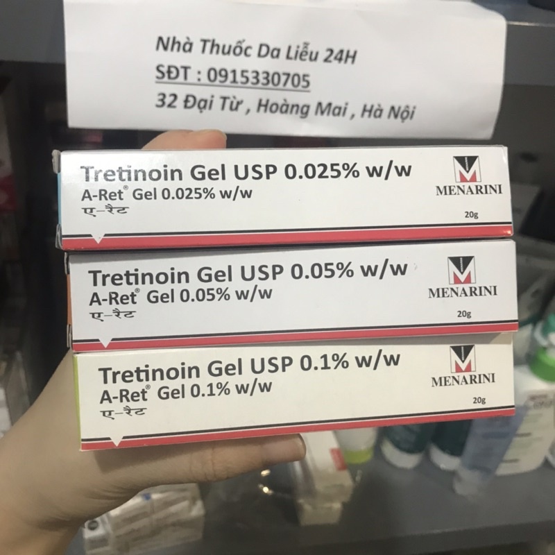 Tretinoin Aret Usp 20G 0025% 005% 01% A - Ret Gel Hỗ Trợ Mụn Chống Lão Hoá