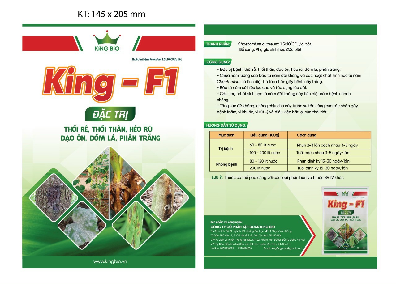 KING F1 Chống Thối Rễ - Thối Thân - Đạo Ôn - Đốm Lá Phấn Trắng Chế Phẩm Sinh HọcChất lượng Chuẩn VIE