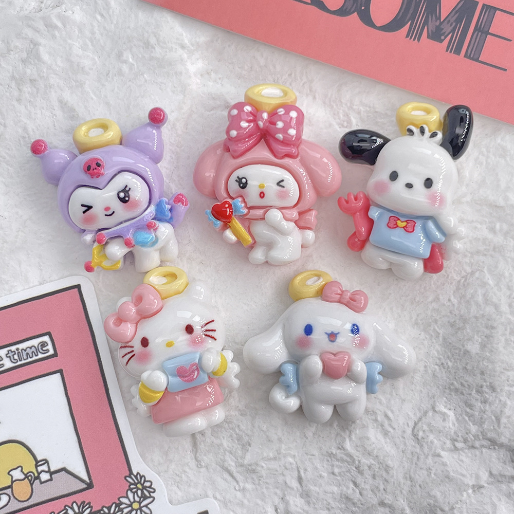 Bộ 5 Charm trang trí Sanrio: Kuromi Melody Cinnamoroll Kitty Pochacco