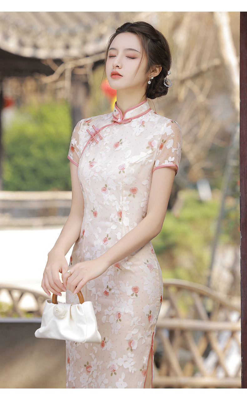 Thượng Hải Truyện Trung Quốc Phong Cách Nữ Sinh Nhật Cổ Hoa Dài Sườn Xám  Đầm Retro Váy Bầu Qipao 5 Màu / Trang phục thế giới
