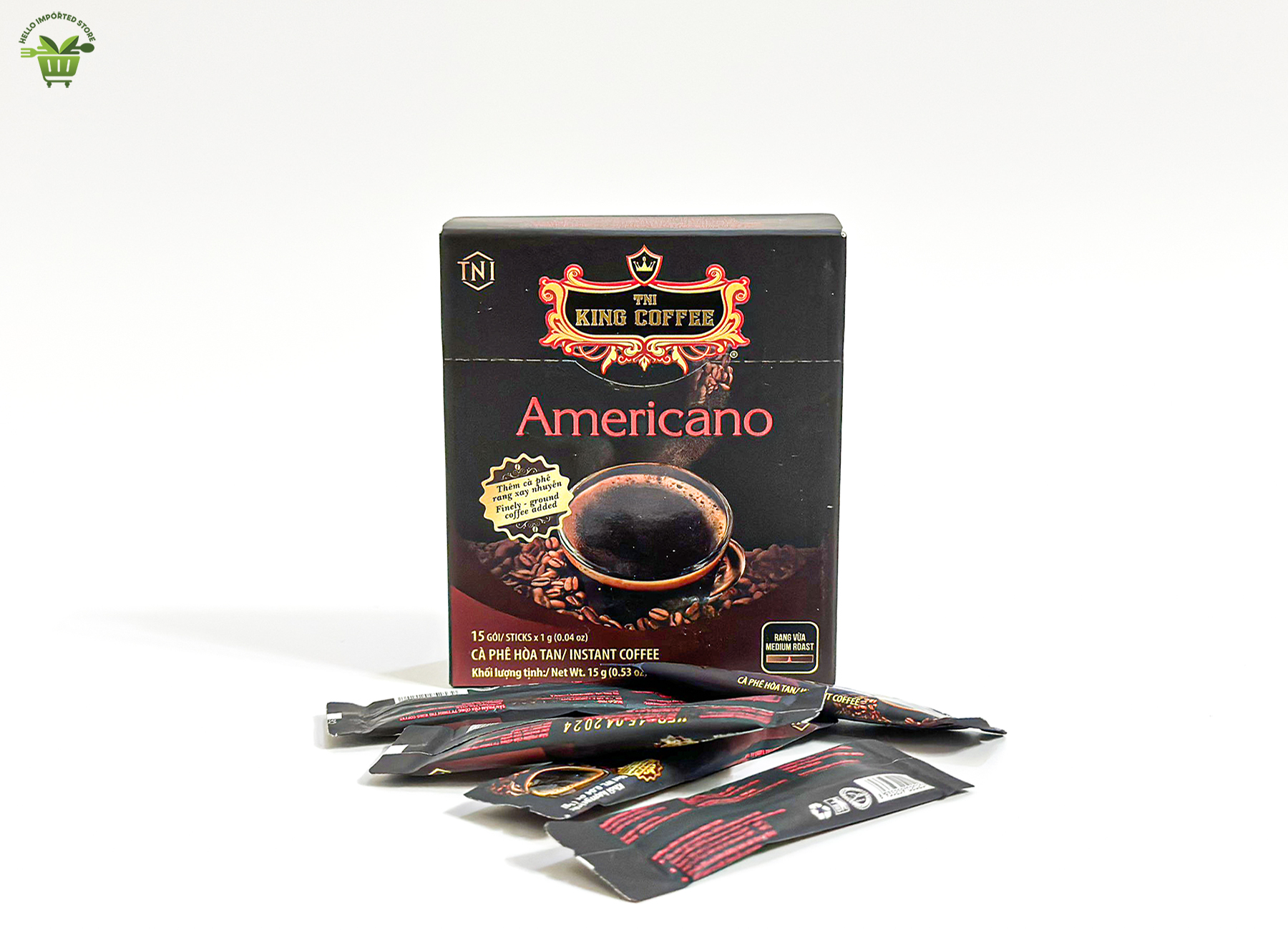 Cà Phê Hoà Tan Americano King Coffee Hộp 15 gói * 1g