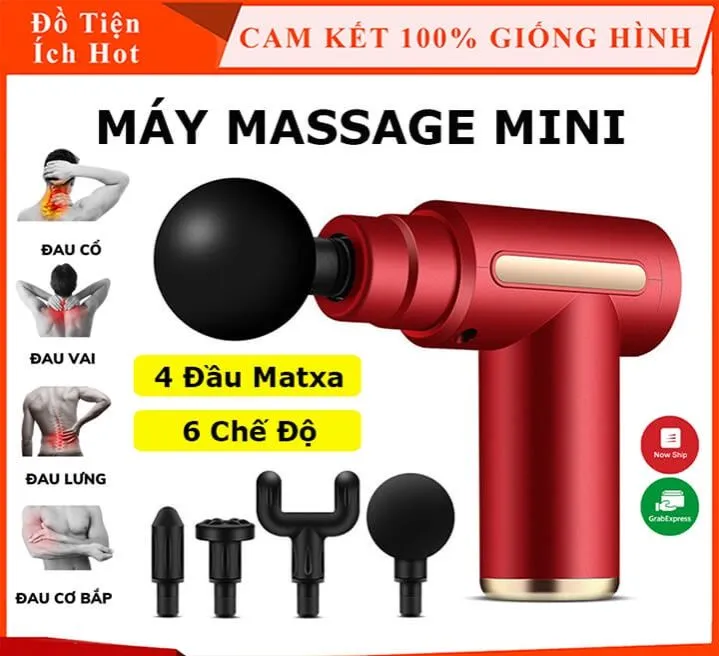 TẶNG KÈM 4 ĐẦU]Súng Massage Fascial Gun OSK-802-Máy Massage Cầm Tay Mini Đấm Lưng Máy Mát Xa Cổ Vai Gay Tiện Lợi Gọn Nhẹ- Máy massage cầm tay máy mát xa toàn thân cao cấp 4 đầu và 6 chế độ rung giảm đau nhức mỏi cơ thể động cơ mạnh mẽ