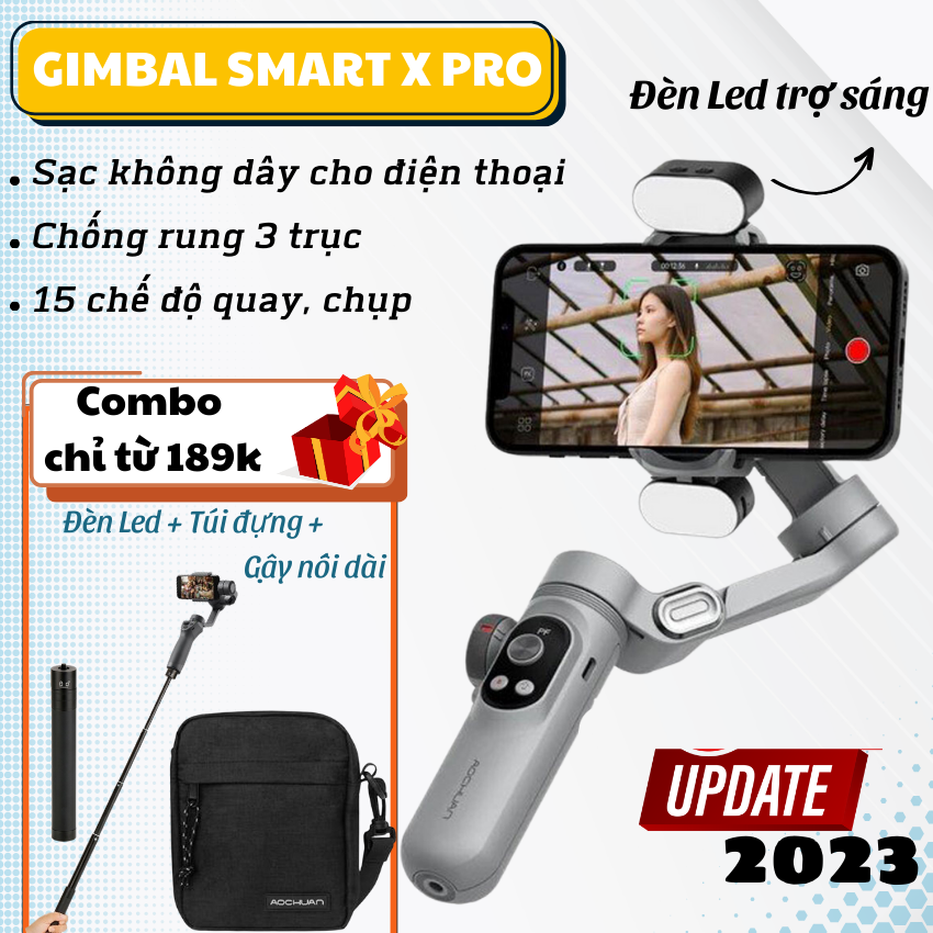 [Bảo Hành 2 Năm] Gymbal Điện Thoại Tay Cầm Gimbal Chống Rung SMART X PRO Gậy quay phim cho Smart Pho