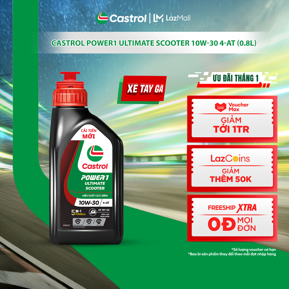Dầu nhớt xe tay ga CASTROL POWER1 ULTIMATE SCOOTER 10W-30 4-AT (0.8L)