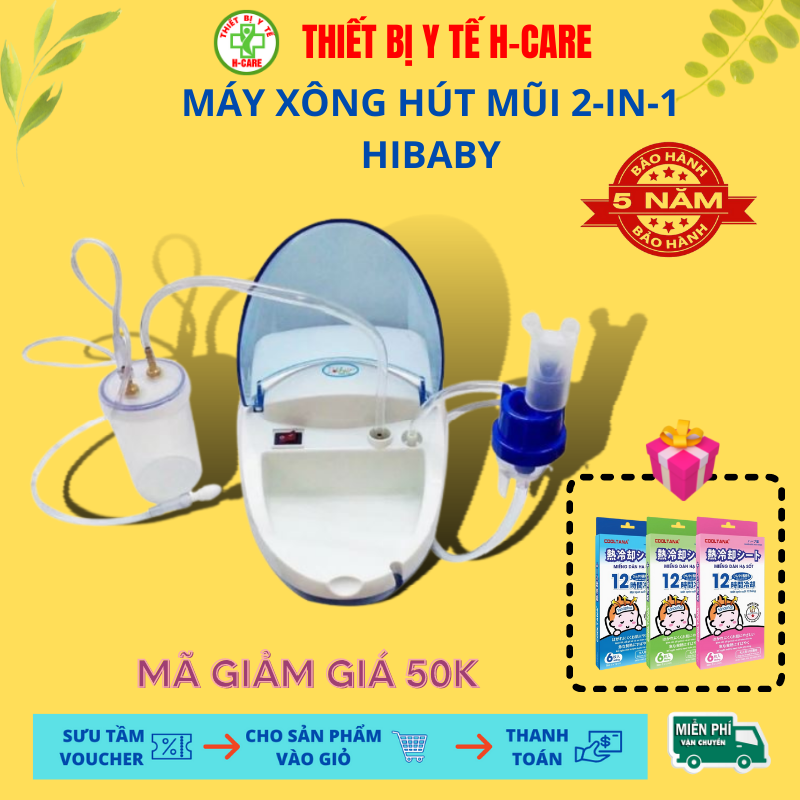 Máy Hút Mũi 2 Trong1 Hibaby - Xông Khí Dung Và Hút Dịch Mũi Họng Cho Bé Chạy Điện - Công Nghệ Nhật - Bảo Hành Chính Hãng 5 Năm [Tbyt H - Care]