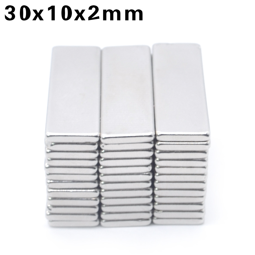 Nam châm vĩnh cửu mạ niken lực hút mạnh kích thước 30x10x2mm N52 set 3 vien