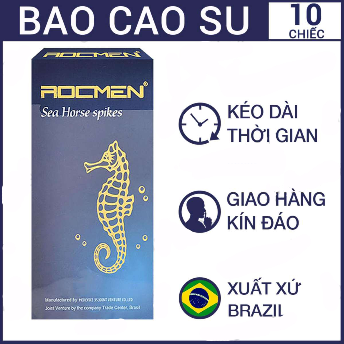 [Hcm]Bcs Rocmen Sea Horse Spikes Hộp Xanh ( Hộp 10 Chiếc )