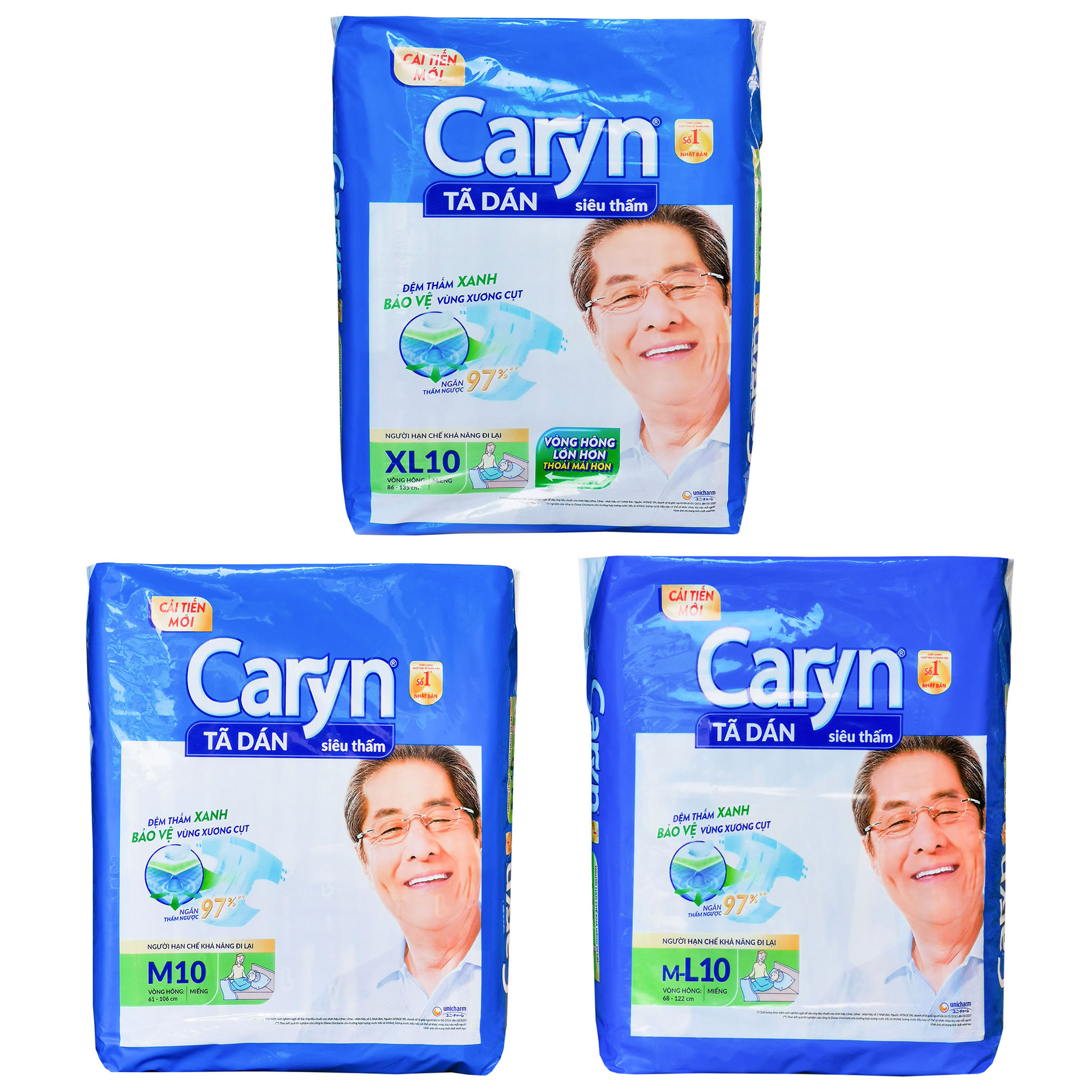 Tã Dán Siêu Thấm Caryn Size M10/M - L10/Xl10