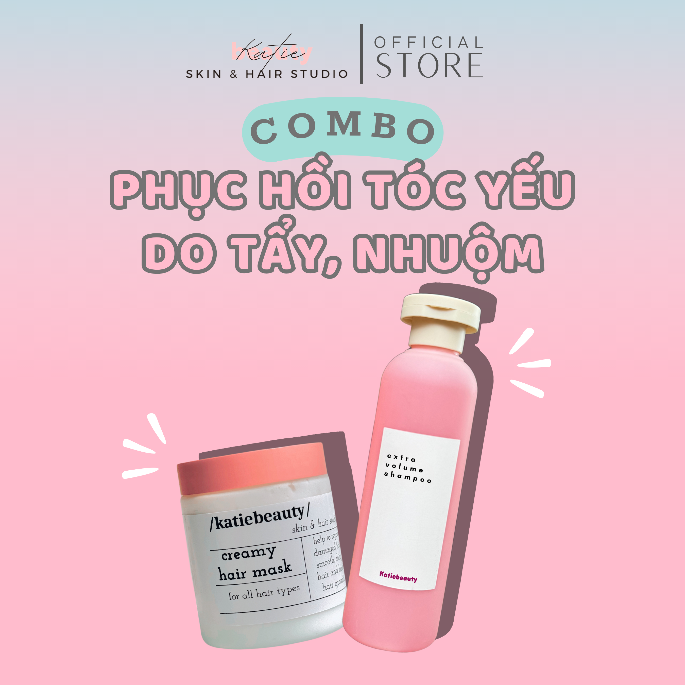 COMBO Phục Hồi Cho Tóc Yếu Đã Qua Xử Lí Hoá Chất Tẩy Nhuộm | KATIEBEAUTY