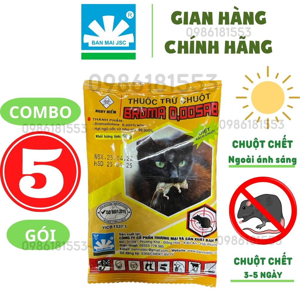 [FREESHIP] Combo 10 Gói Thuốc Diệt Chuột BROMA 0.005AB Sinh Học Ban Mai Gói 50G Trừ Chuột An Toàn Vớ