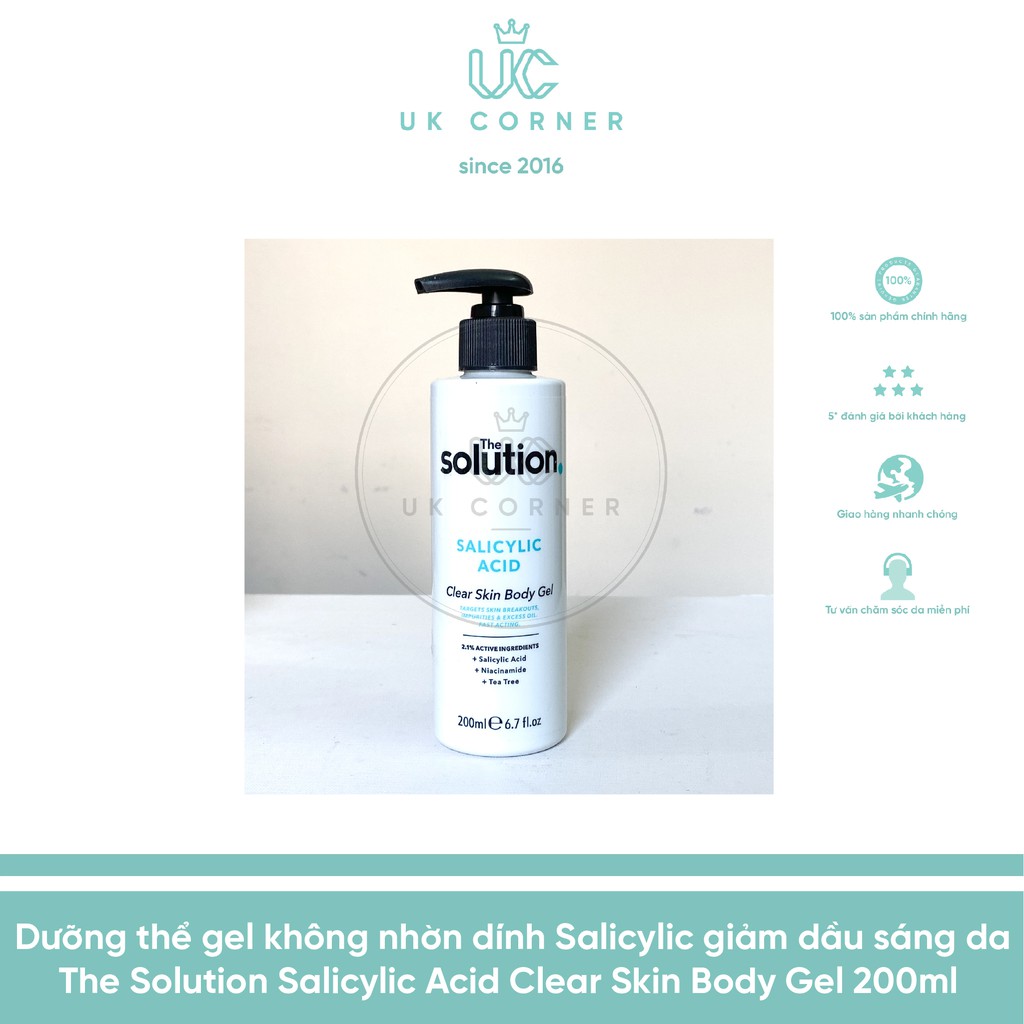 Gel Dưỡng Thể Sáng Da Cấp Ẩm Chống Lão Hóa The Solution Salicylic Acid Clear Skin Body Gel 200Ml