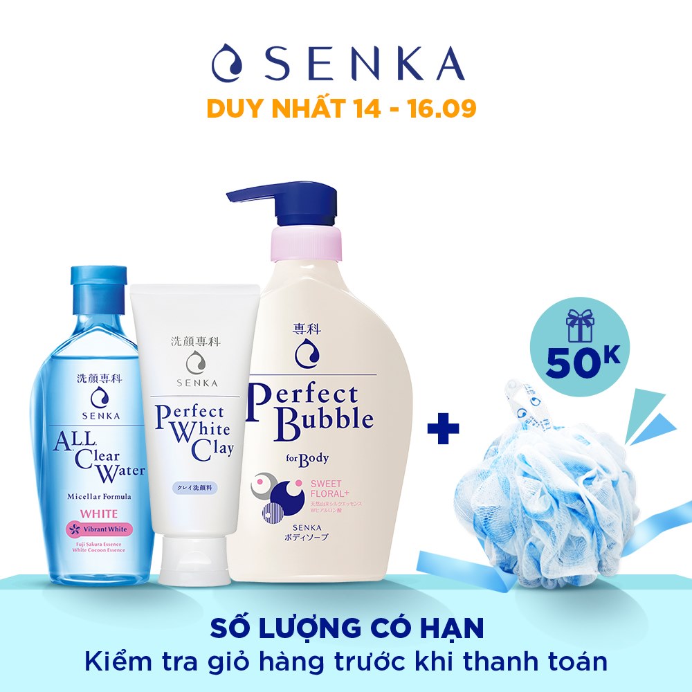 [Hcm]Combo Senka Làm Sạch Dưỡng Trắng Và Dưỡng Ẩm Toàn Thân