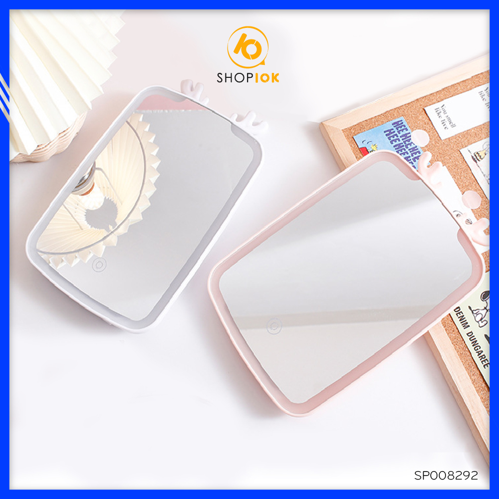 Gương trang điểm c&oacute đ&egraven led trang tr&iacute h&igravenh tai tuần lộc phụ kiện l&agravem đẹp – SP005292