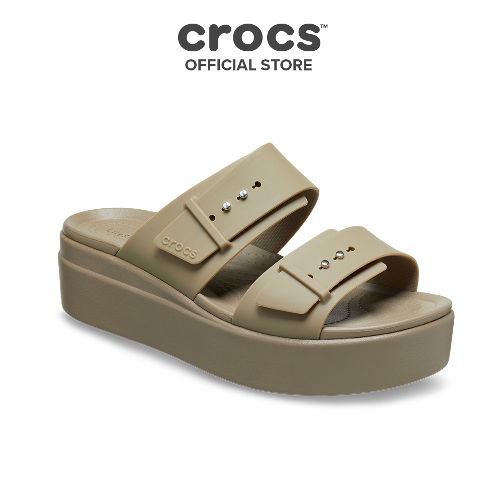 [DUY NHẤT 4-6.10|VOUCHER ĐẾN 25%] Dép Xăng Đan Đế Xuồng Nữ Crocs Brooklyn Buckle - Khaki