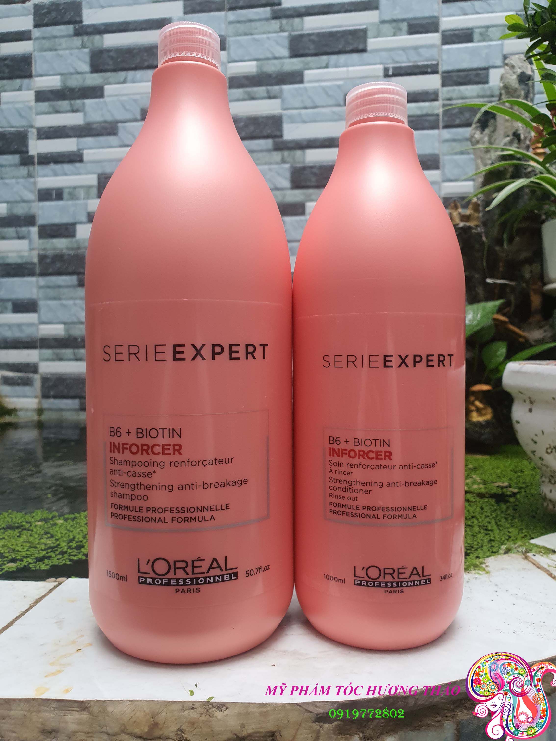 (Loréal) Bộ Dầu Gội Xả Biotin Inforcer Loreal Phục Hồi Ngăn Gãy Rụng 1500Ml+1000Ml (Có Vòi)