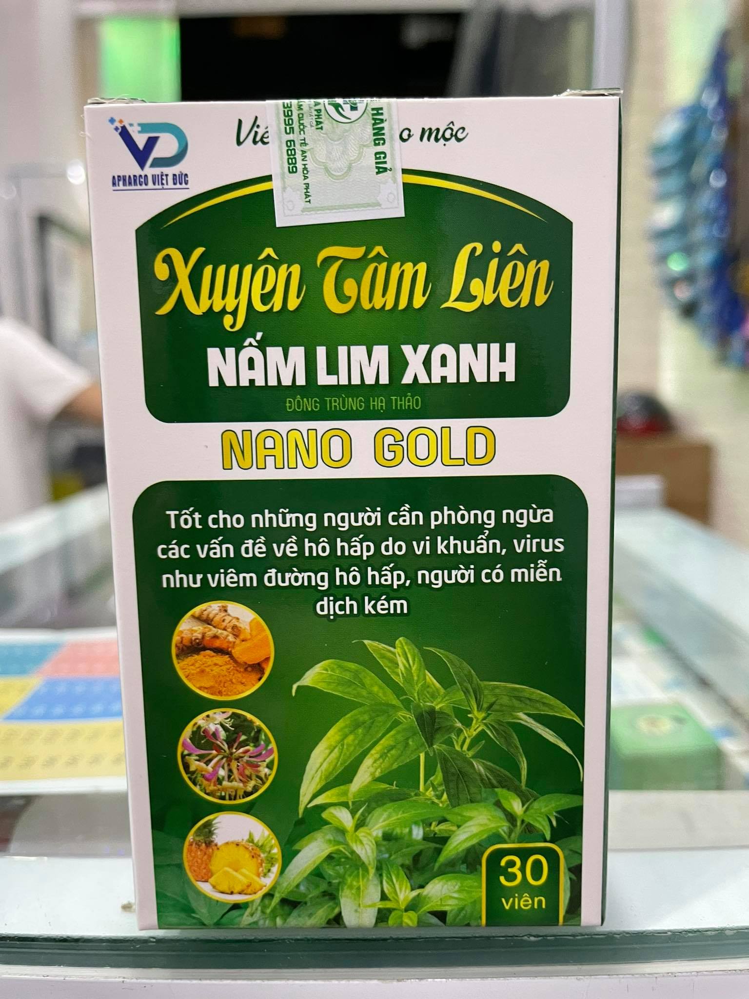 [Xuyên Tâm Liên] (10 Hộp) Viên Uống Thảo Mộc Xuyên Tâm Liên Nano Gold - Nấm Lim Xanh - Phòng Ngừa Các Bệnh Về Hô Hấp Do Vi Khuẩn Nâng Cao Hệ Miễn Dịch