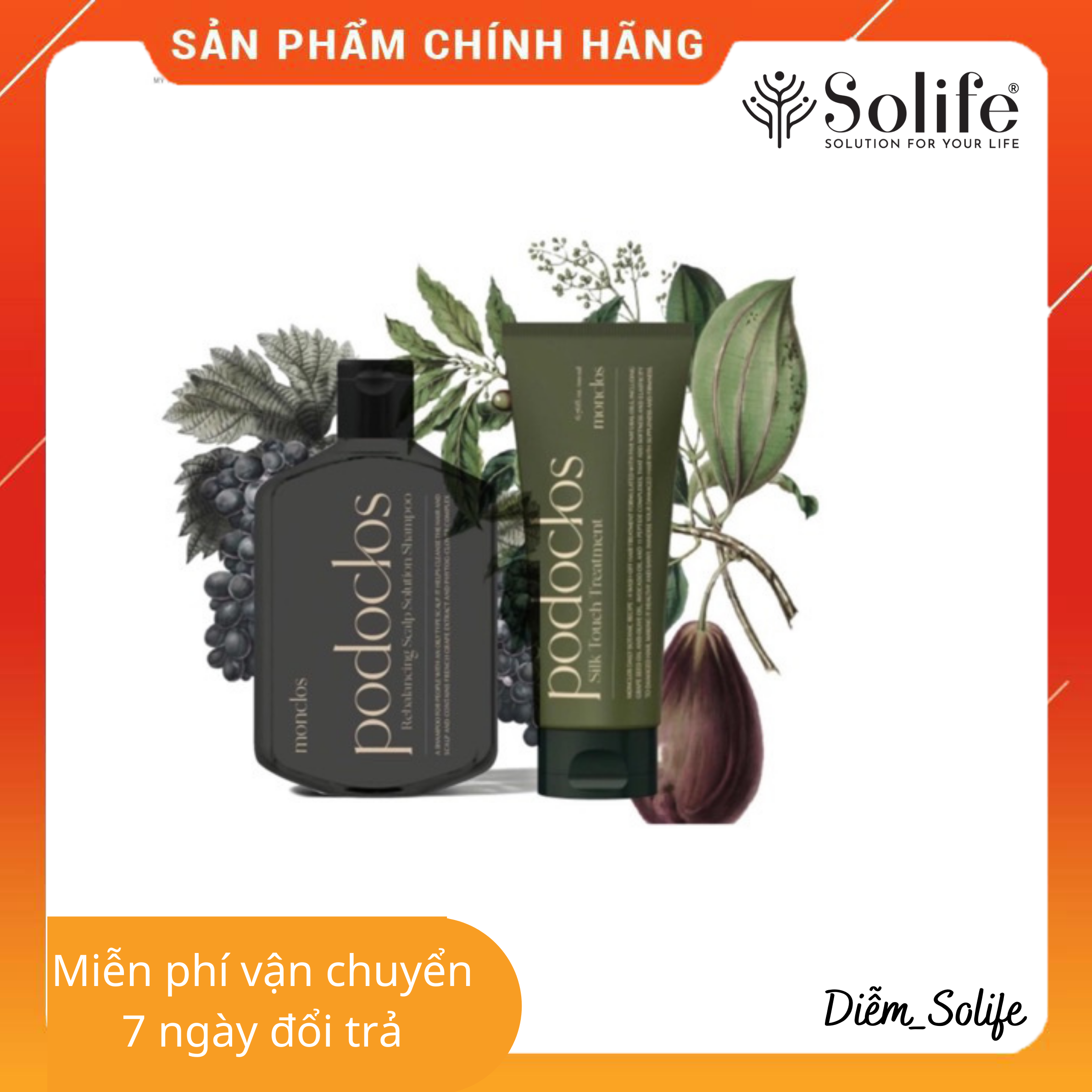 [Hàng Chính Hãng] Dầu Gội Xả Phục Hồi Ngăn Ngừa Gàu Chống Rụng Tóc Podoclos Monclos - Solife [Nhập Khẩu Hàn Quốc] Diễm_Solife