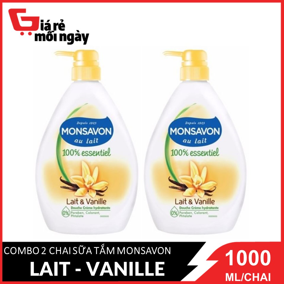 [Hcm]Combo 2 Sữa Tắm Monsavon Lait & Vanille 1000Ml X2